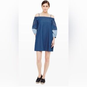 CLUB MONACO Wynne Genuine Indigo Crochet Denim Blue Mini Dress Size 4